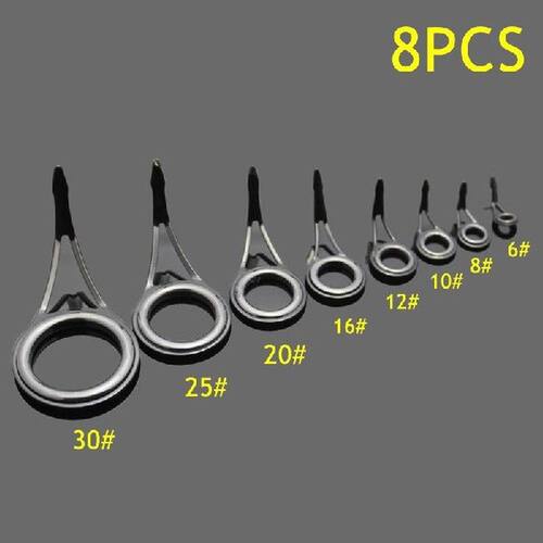8 Pcs Ceramic Fishing Rod Guide Tip Top Ring Circle Pole