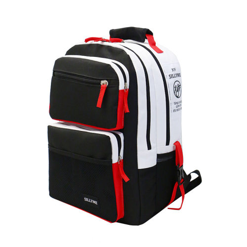 Black and white stitching High school bags for teenage boys