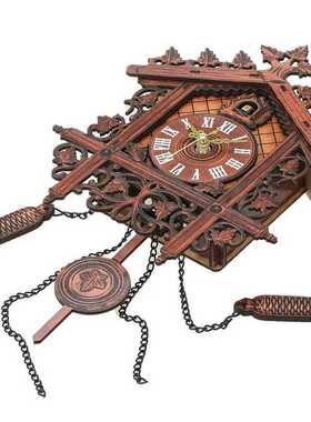 Practical Vintage Wood Cuckoo Wall Clock Hanging Handcraft C