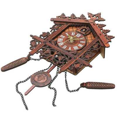 Practical Vintage Wood Cuckoo Wall Clock Hanging Handcraft C