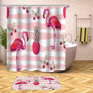 Shower Curtains Bathroom Flamingo Waterproof Animals Polyest