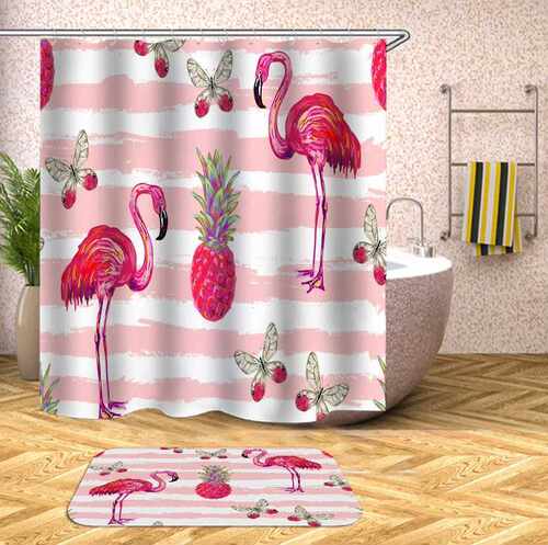 Shower Curtains Bathroom Flamingo Waterproof Animals Polyest