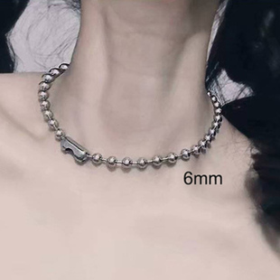 Bead 6mm Stainless punk Necklac big 4mm Chain Steel 8mm Ball