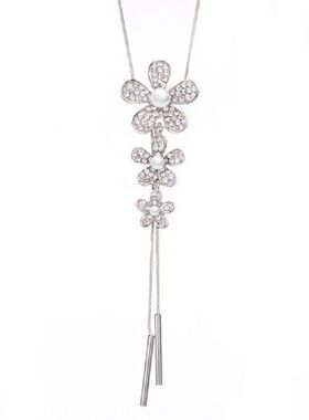 Fashion Flowers Faux Pearl Rhinestone Necklace Choker
