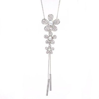 Fashion Flowers Faux Pearl Rhinestone Necklace Choker