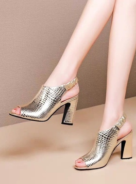 Microfiber Leather High Heeled Sandals Woman Summer Heels Sh