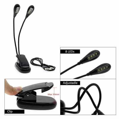 Book-Light Desk-Lamp Gooseneck Music-Stand Usb Led Adjustabl