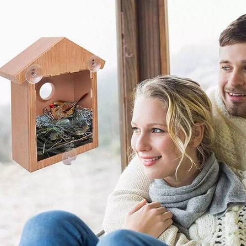 1Pcs DIY Wooden Bird House Breeding Cage Box Feeding Nest