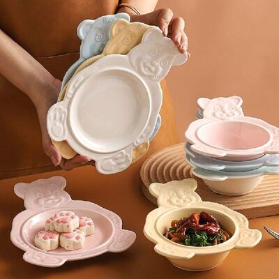 Ceramic Plate Cutlery Salad Tray Flat Soup Bowl Cake Baking