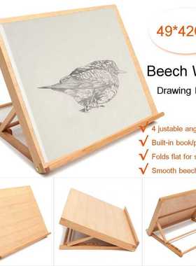 Wooden Drawing Table Portable Sketch Bookshelf Wood Stand De