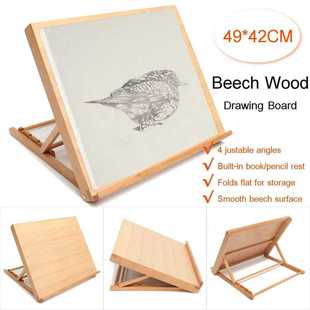 Wooden Drawing Table Portable Sketch Bookshelf Wood Stand De