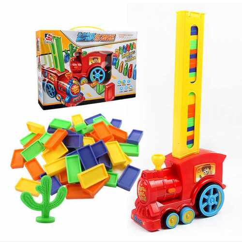 Domino Train Toy Set Rally Electric Train Model With 60 Pcs