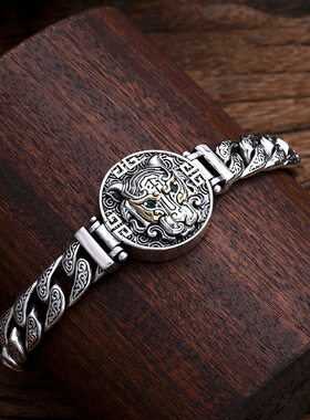 国潮风老虎头手链复古朋克风霸气