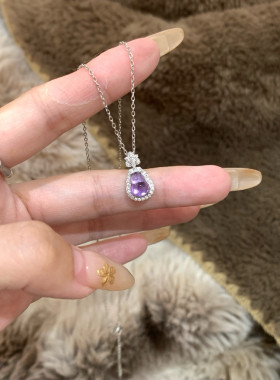 轻奢高级感闪钻紫色小葫芦吊坠项