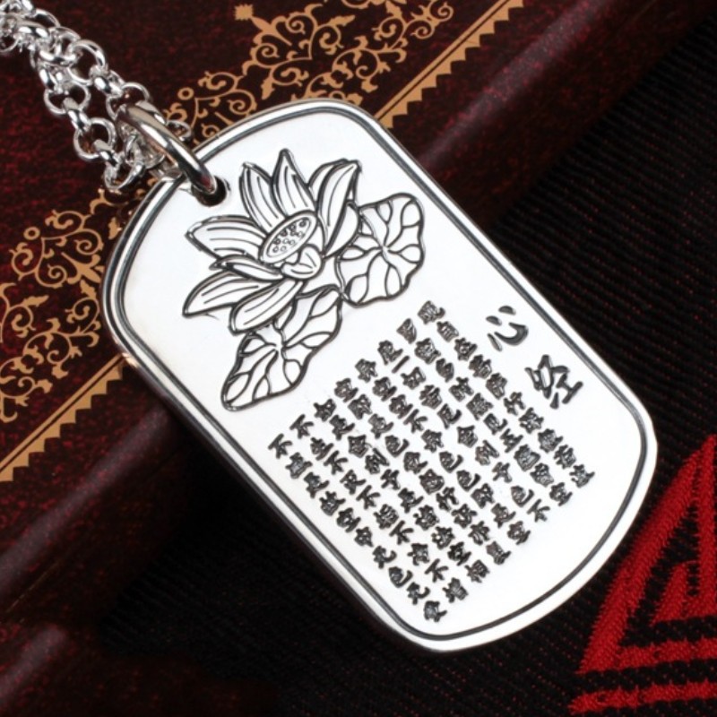 镀S925银新款心经吊坠个性复古潮
