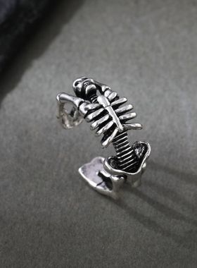 复古骷髅戒指合金暗黑开口指环学