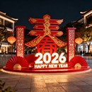 2026新年春节中式 置摆件广场景区市政场景布置商业打卡点 美陈装