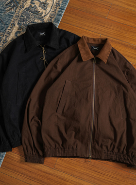 PROCANO25AW麂皮领双拉链碳磨水洗夹克复古翻领秋冬外套上衣男女