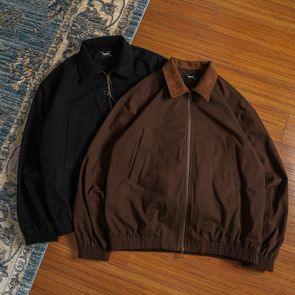 PROCANO25AW麂皮领双拉链碳磨水洗夹克复古翻领秋冬外套上衣男女