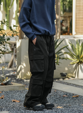 Procano24AW多口袋直筒宽松军裤新款日系休闲重磅工装裤男潮秋冬