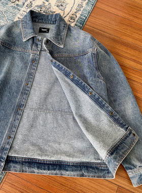 Procano24AW洗水古布拼接牛仔外套复古日系潮流长袖春秋夹克男女