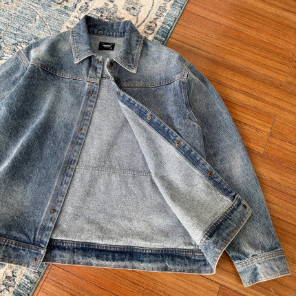 Procano24AW洗水古布拼接牛仔外套复古日系潮流长袖春秋夹克男女