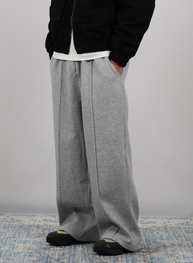 PROCANO25AW加绒中缝线卫裤重磅保暖直筒阔腿休闲秋冬加厚长裤