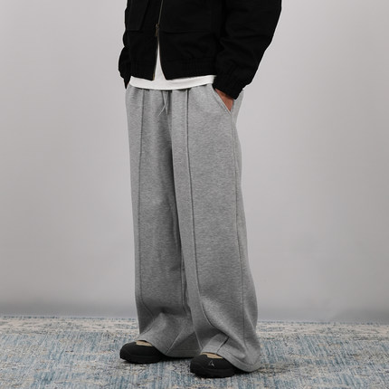 PROCANO25AW加绒中缝线卫裤重磅保暖直筒阔腿休闲秋冬加厚长裤