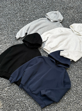 Procano日系加绒重磅cleanfit连帽卫衣男女Boxy短宽情侣春秋帽衫