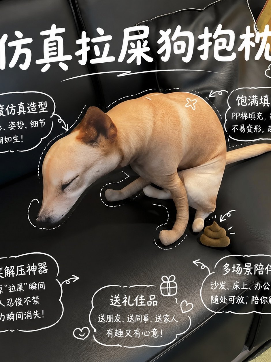 Thunder plush toy! Quirky and abstract dog poop pillow, imitation