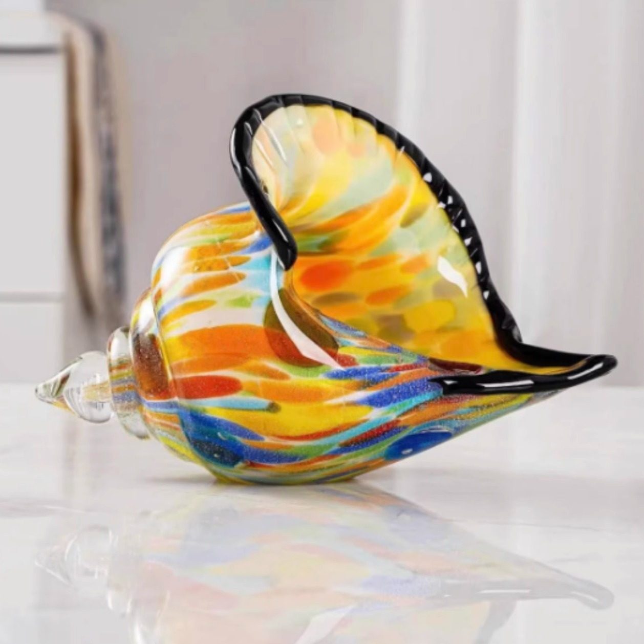 手工琉璃五彩海螺摆件手工工艺品轻奢客厅家居装饰品srt