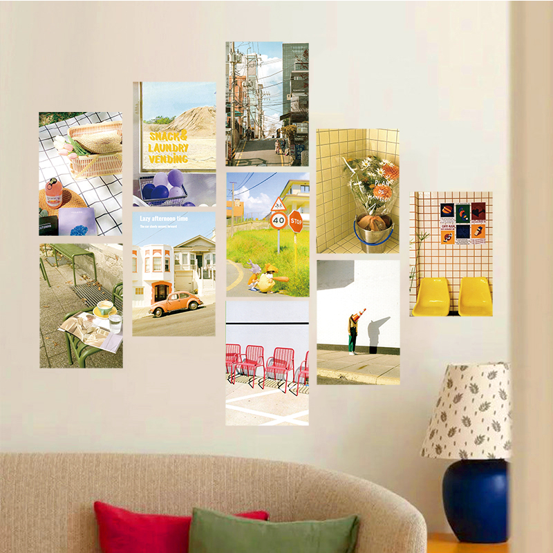 10张浪漫标记墙贴卡片ins风房间装饰书桌床头宿舍墙壁明信片风景#