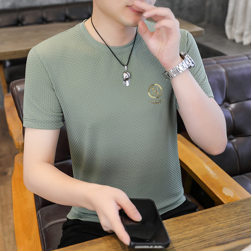 品牌夏季男士短袖t恤冰丝薄款透气凉感半袖潮流体恤新款圆领上衣