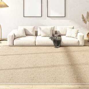 素色地垫 纯色客厅地毯卧室现代简约沙发茶几床边毯亚麻侘寂风日式