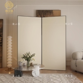 奶油风铝合金屏风隔断酒店客厅入户玄关北欧折叠移动现代简约背景