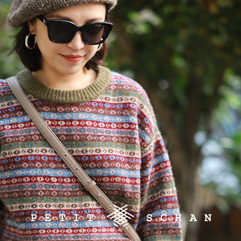 小闪 雪夜篝火 羊毛提花费尔岛多巴胺文艺毛衣显瘦藏肉保暖针织衫