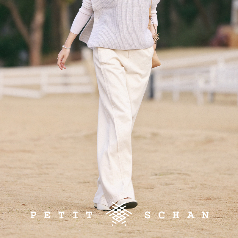 小闪直筒阔腿休闲裤中高腰