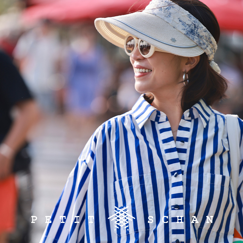 小闪太阳伞刺绣五分袖长绒棉小衫