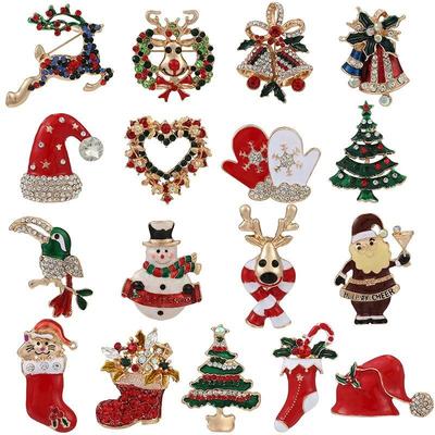 Luxury Exquisite Christmas Brooch Pin Snowman Santa Claus Bo
