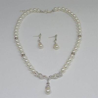 Cross Border Bridal Pearl Necklace Earrings Set Jewelry套装
