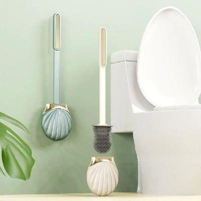 Long Handle Silicone Flat Toilet Brush with Shell Shape