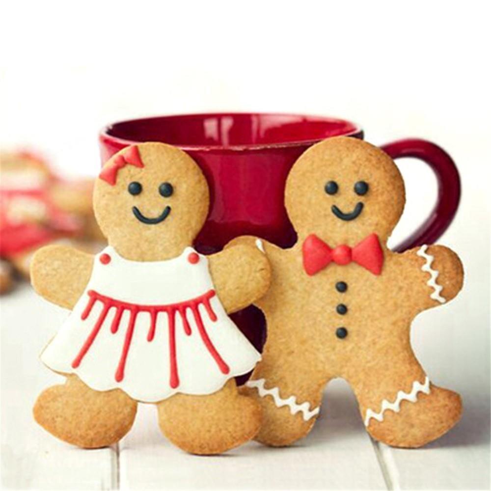 2Pcs Christmas Cookie Cutter Tools Aluminium Alloy Gingerbre