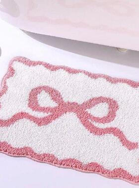 Pink Blue Bow Bathroom Rugs Coquette Aesthetic Bow Decor