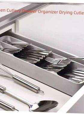 Kitchen Cutlery Drawer Organizer Drying Cutlery Tray Spoon