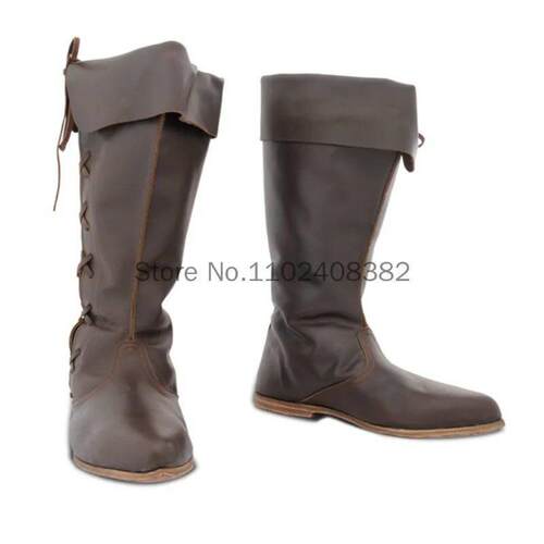 Plus Size Medieval Leather Men Women Boots Halloween Carniva