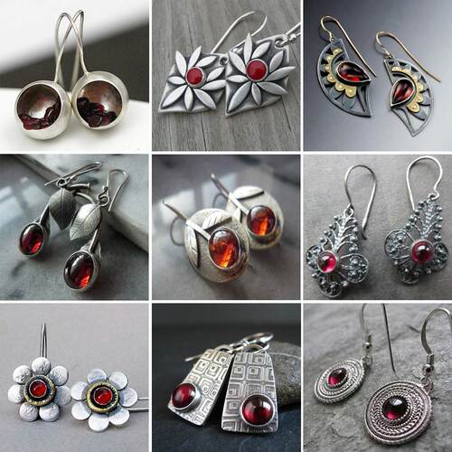 Ethnic Style Vintage Red Faux Crystal Series Earrings for Wo