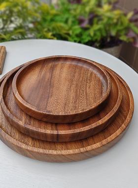 Wooden circular tray Walnut Japanese style tea tray