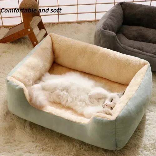 Fluffy Thickened Cat Bed Square Warm Comfortable Pets Cushio