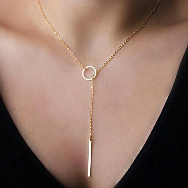 circle short necklace minimalist collarbone chain neck chai
