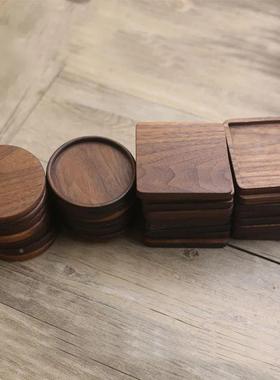 1PC Solid Walnut Wood Coaster Round Square Beech Wood Cup Ma
